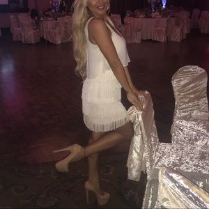 white fringe dress